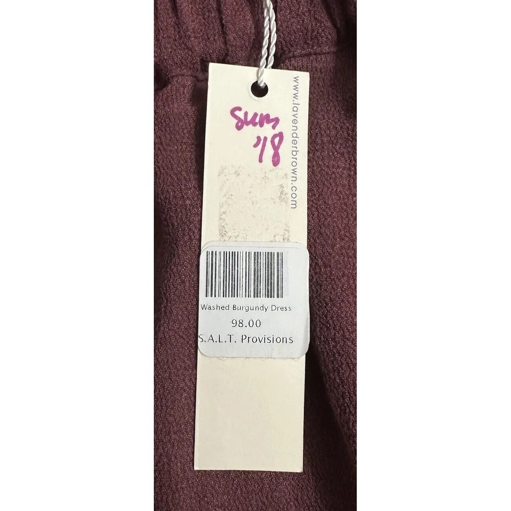 NWT Lavender Brown Womens Casual Spring Summer Washed Burgundy Dress Size XS - Picture 7 of 9
